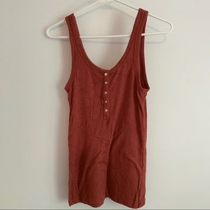 aerie button Henley tank burnt orange